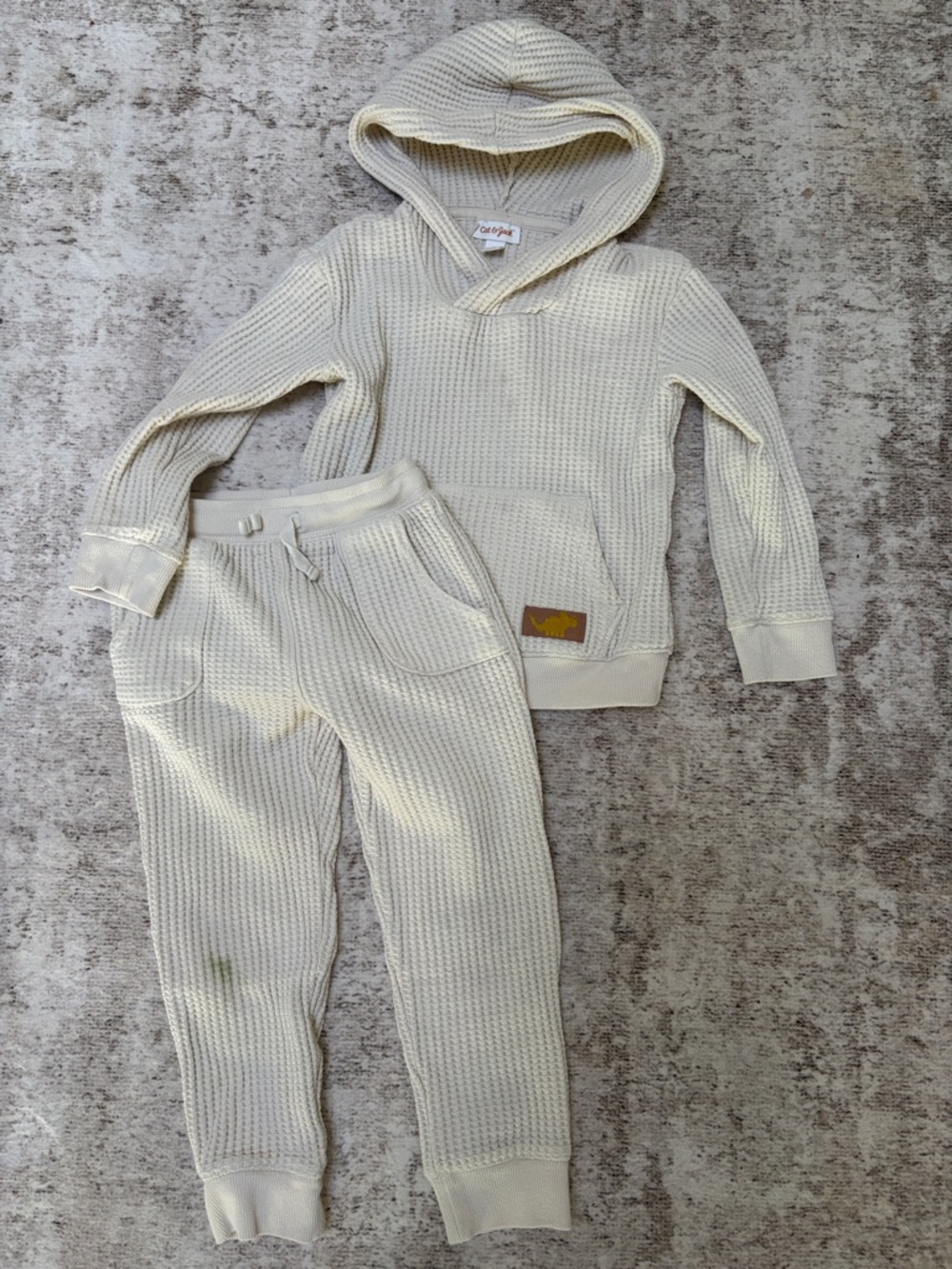Cat & Jack Cream Waffle-Knit Hoodie and Joggers Set 5T